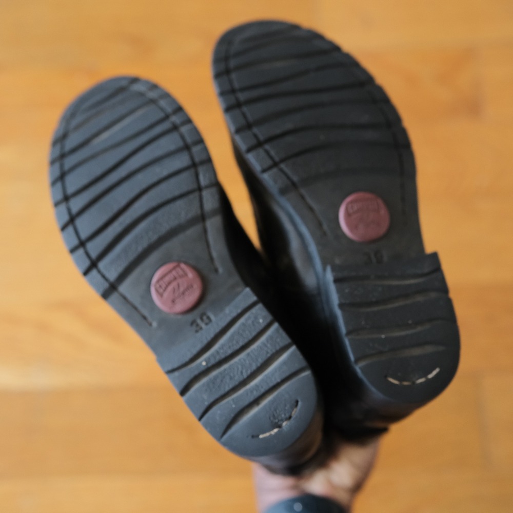 Camper Mil Lace Up Ankle Boots Womens Black Leather Side Zip Goth Grunge Size 39 - Picture 7 of 7